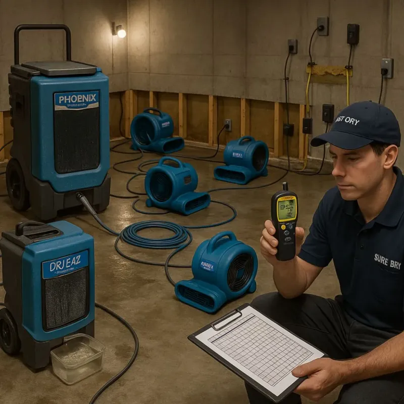 Structural Drying and Dehumidification process in South Carthage, TN